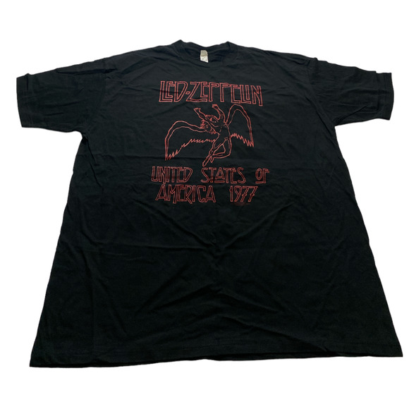 NWOT Led Zeppelin America Tour 1977 Logo T-Shirt Size - XL Color - Black - Picture 1 of 6